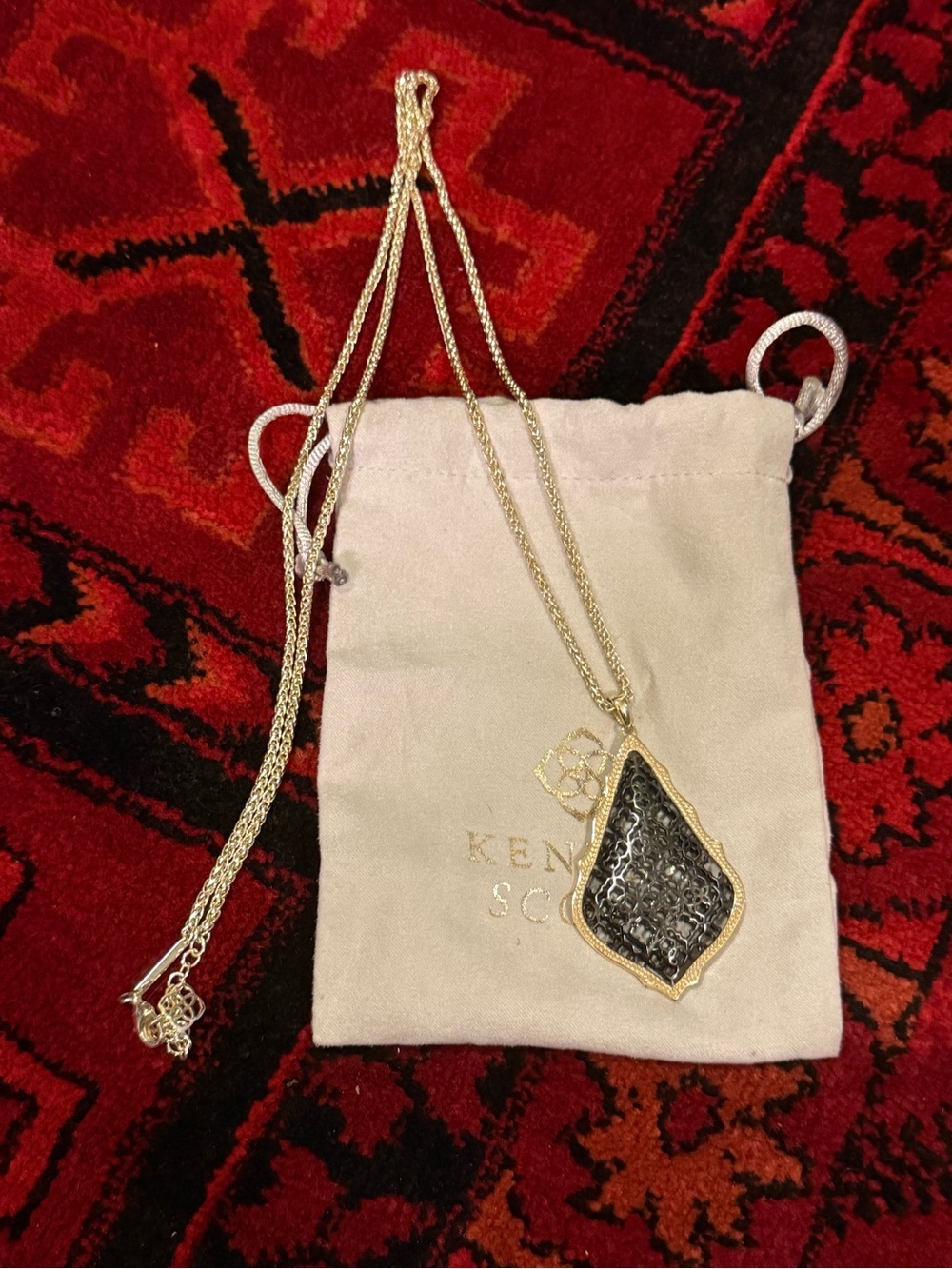 Kendra Scott Gunmetal and Gold Pendant Necklace